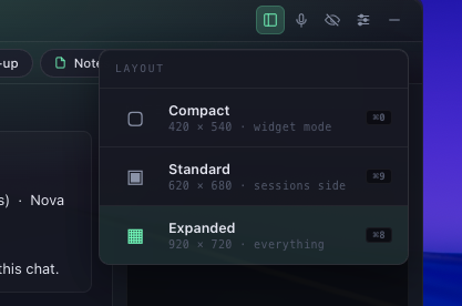 Layout picker — Compact / Standard / Expanded